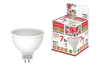 Лампа светодиодная TDM MR16-7 Вт-230 В-3000 К–GU5,3 Народная - Светильники - Лампы - . Магазин оборудования для автономного и резервного электропитания Ekosolar.ru в Хабаровске