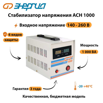 Однофазный стабилизатор напряжения Энергия АСН 1000 - Стабилизаторы напряжения - Однофазные стабилизаторы напряжения 220 Вольт - Энергия АСН - . Магазин оборудования для автономного и резервного электропитания Ekosolar.ru в Хабаровске